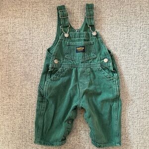 Vintage OshKosh B'gosh Green Striped Kids Overalls